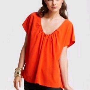 JOIE Suela  Silk Gathered Scoop Neck Blouse Top